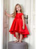 Red Mikado Tea Length Flower Girl Dress